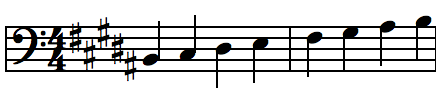 d flat major bass clef
